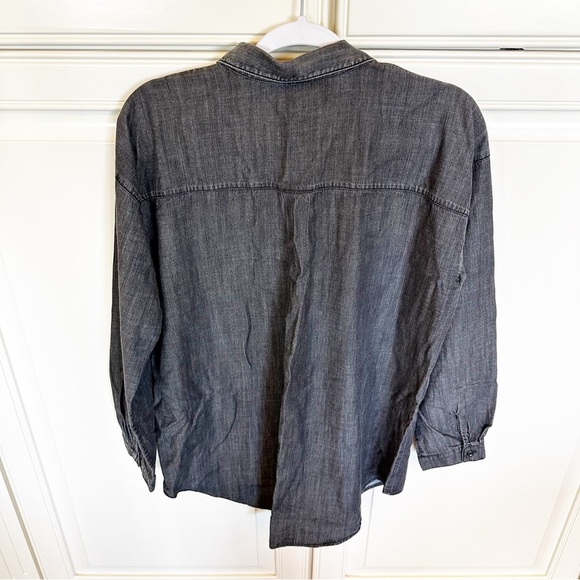 Eileen Fisher Women’s Grey Cotton Tencel Denim Popover Tunic Top Blouse Oversize - Picture 8 of 8